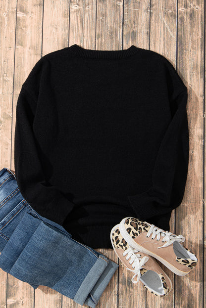 White Holly Jolly Round Neck Casual Sweater