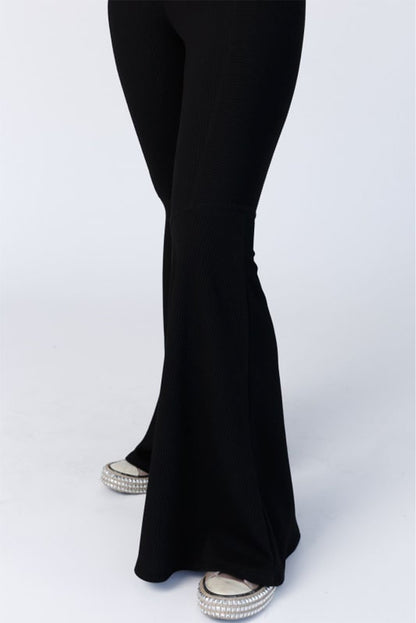 High Waist Raven Wing Flare Leg Pants