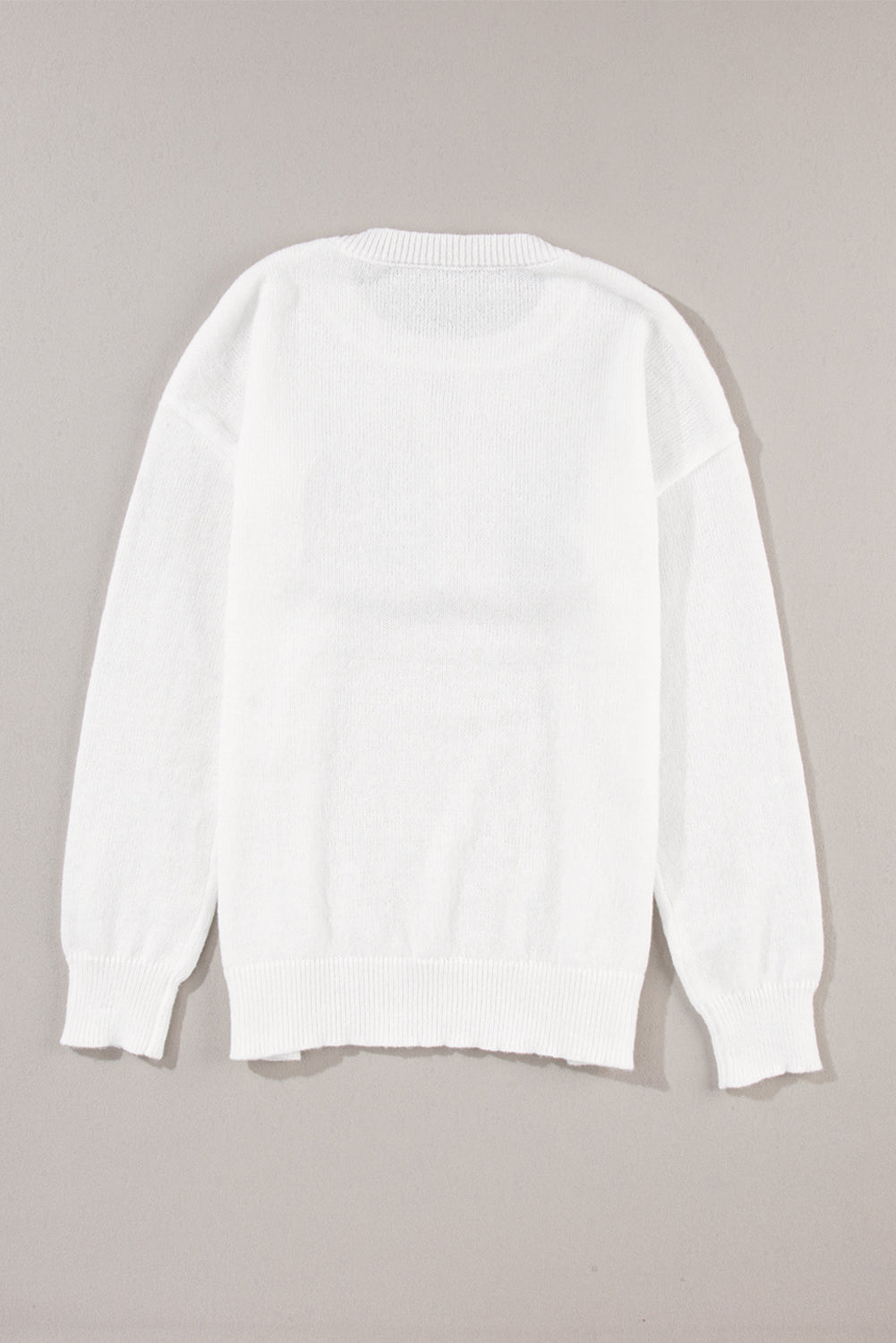 White Holly Jolly Round Neck Casual Sweater