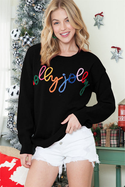 White Holly Jolly Round Neck Casual Sweater