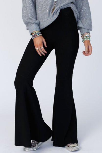 High Waist Raven Wing Flare Leg Pants