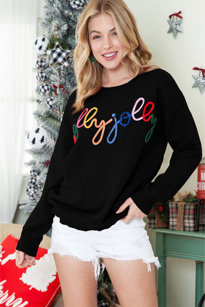 White Holly Jolly Round Neck Casual Sweater